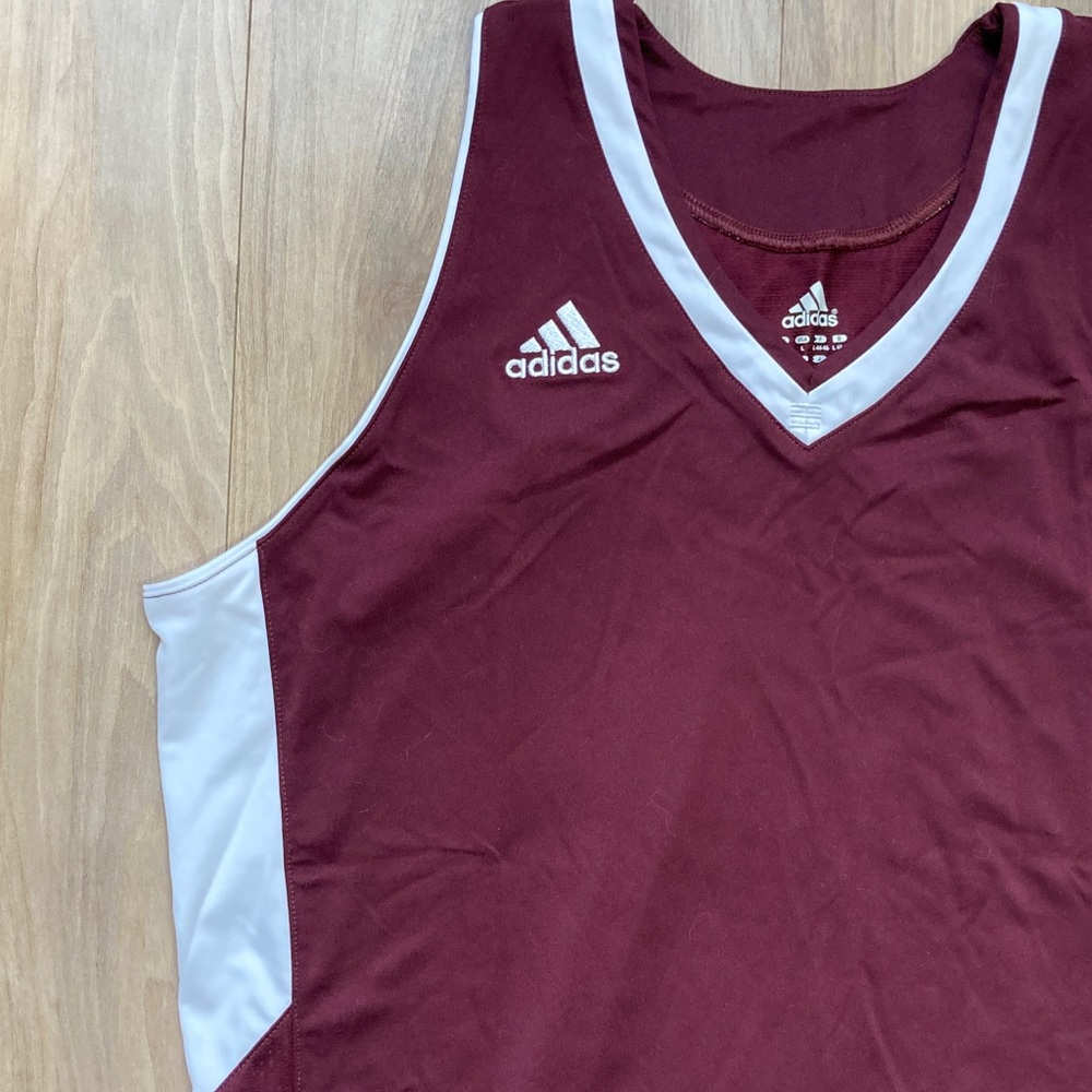 adidas performance tank team jersey top maroon white size L - Picture 5 of 17
